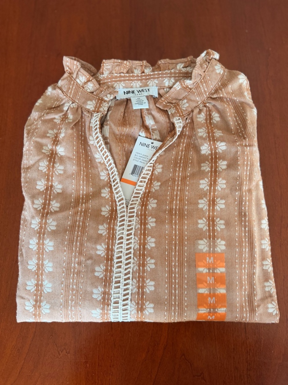 Nine West Wove Top / Peasant Blouse Med